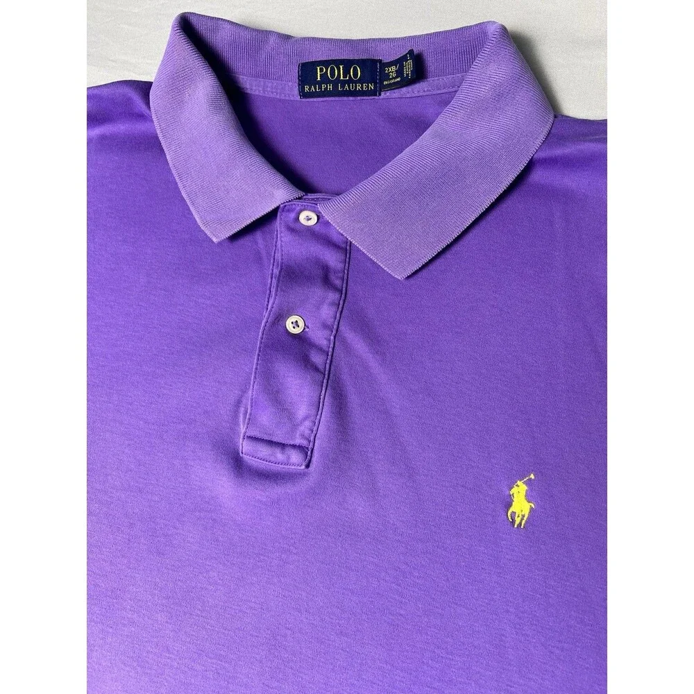 Polo Ralph Lauren Polo Shirt Men’s 2XB Purple Short Sleeve Big & Tall Y2K Pony